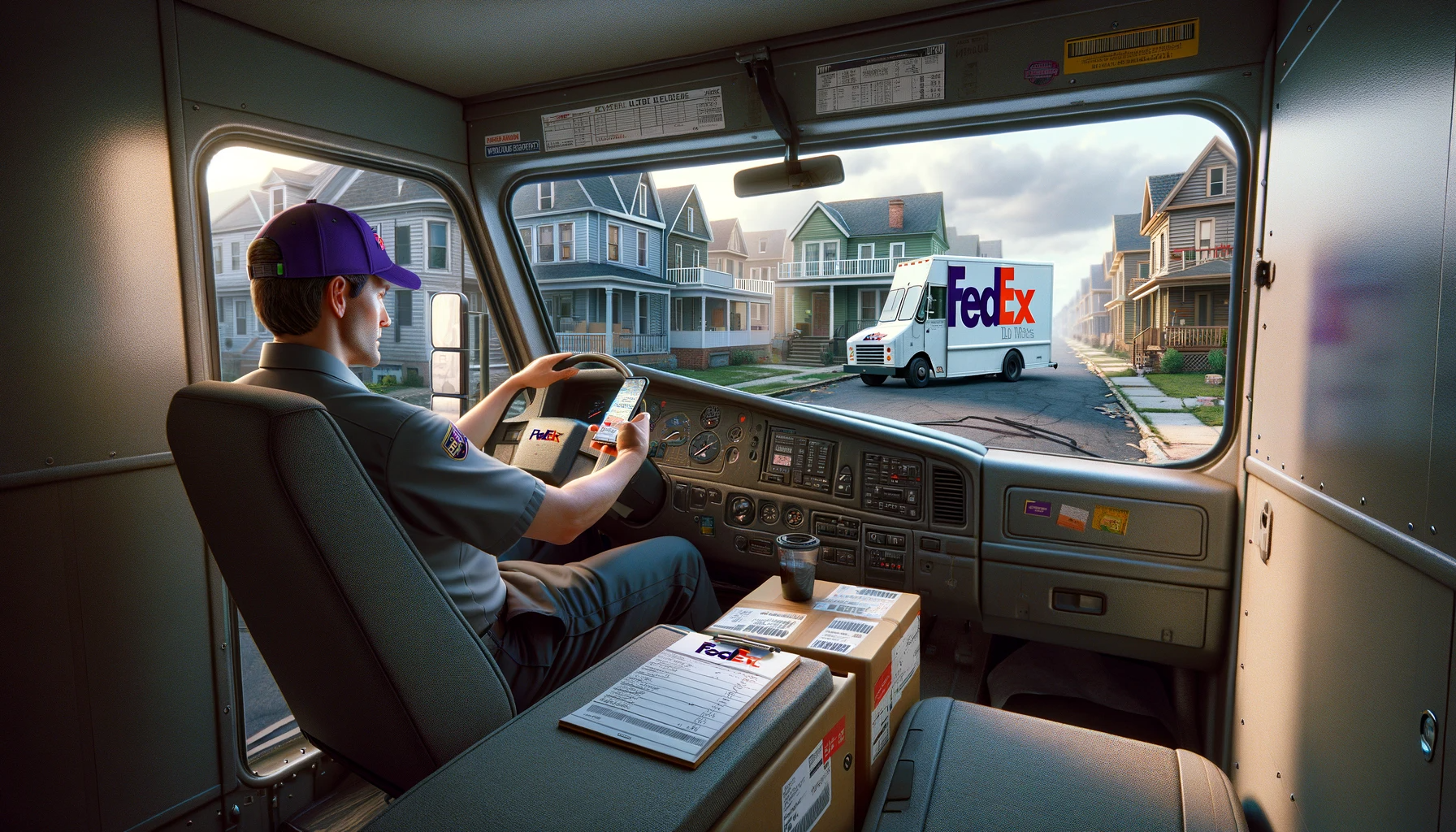 FedEx driver on route