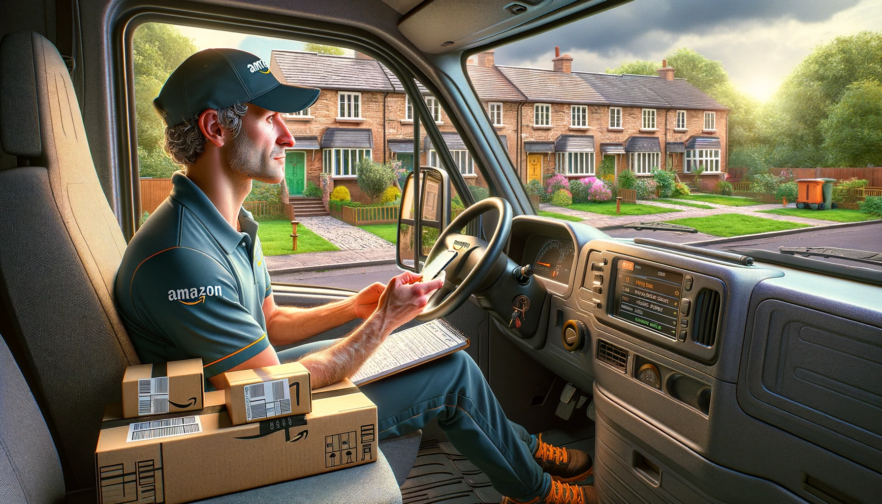 Amazon driver noticing houses