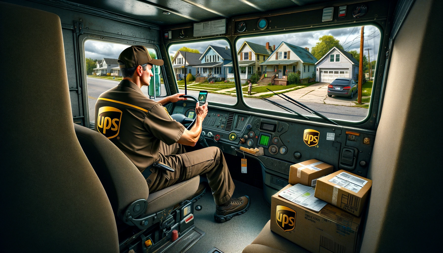 UPS driver on route